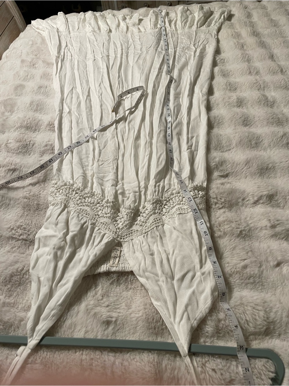 Bohemian Cream Crochet-Trim Maxi Dress with V-Neck - Picture 13 of 13